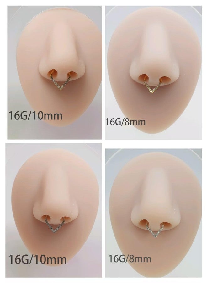 اتش كيو ال اي حلقة أنف 16G، حلقة حاجز الأنف، قرط دايث من الزركونيا المكعبة الشفافة، فولاذ جراحي، قطعة مفصلية، مشبك سلس، تراغوس، روك، هيليكس، غضروف، كونش، مجوهرات ثقب للنساء والرجال 8 مم 10 مم (16G-10MM-Teardrop-Gold) - Image 4