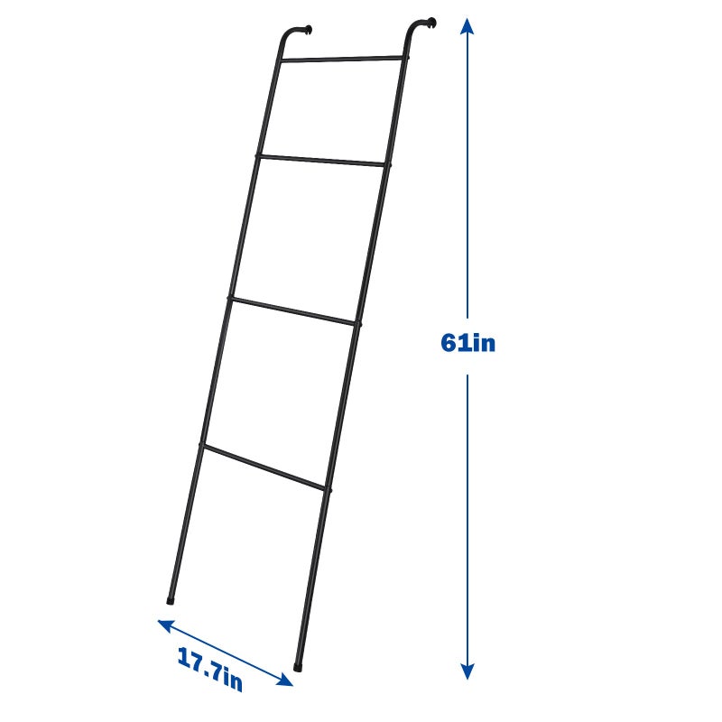 OUSHENG Blanket Ladder Decorative Towel Rack Holder for Bathroom, Wall Leaning Metal Drying Quilt Stand for Living Room Bedroom Farmhouse Home Decor, for Women Mom Mother Her Wife - Black - Image 2