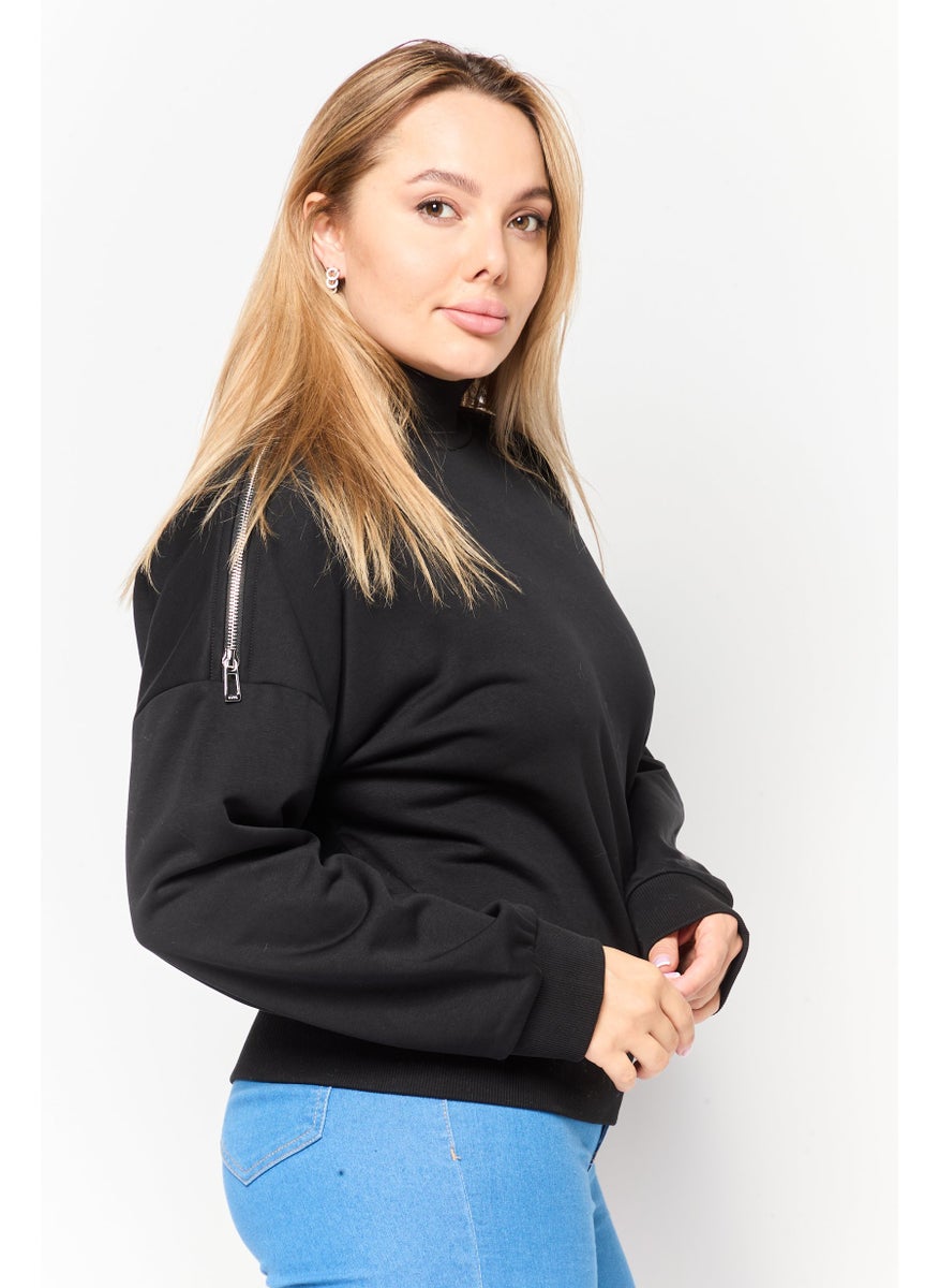 Women Crew Neck Long Sleeve Solid Sweatshirt, Black - pzsku/Z1BE30DE5C6B9AF9FBDEBZ/45/_/1737642302/50caef86-375f-4b40-9843-85a74625abbd