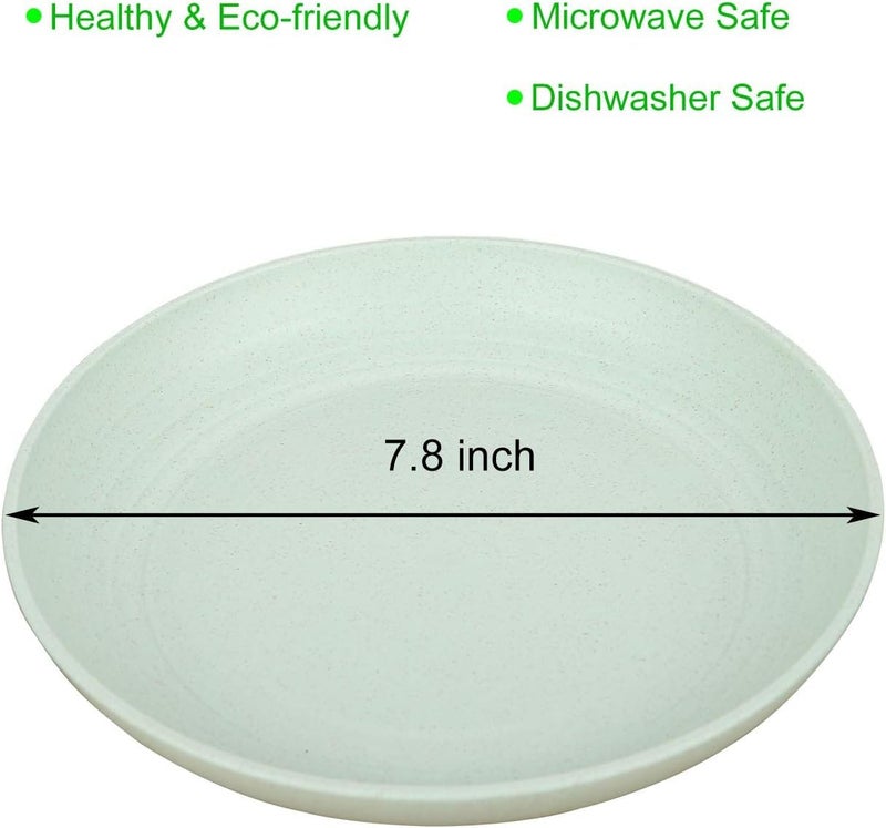 HAPYSA Wheat Straw Plates Set of 4 Reusable Plate Set Dishwasher Microwave Safe Perfect for Dinner Dishes Healthy BPA Free EcoFriendlyKidsToddler Adult 78 Inches - Image 2