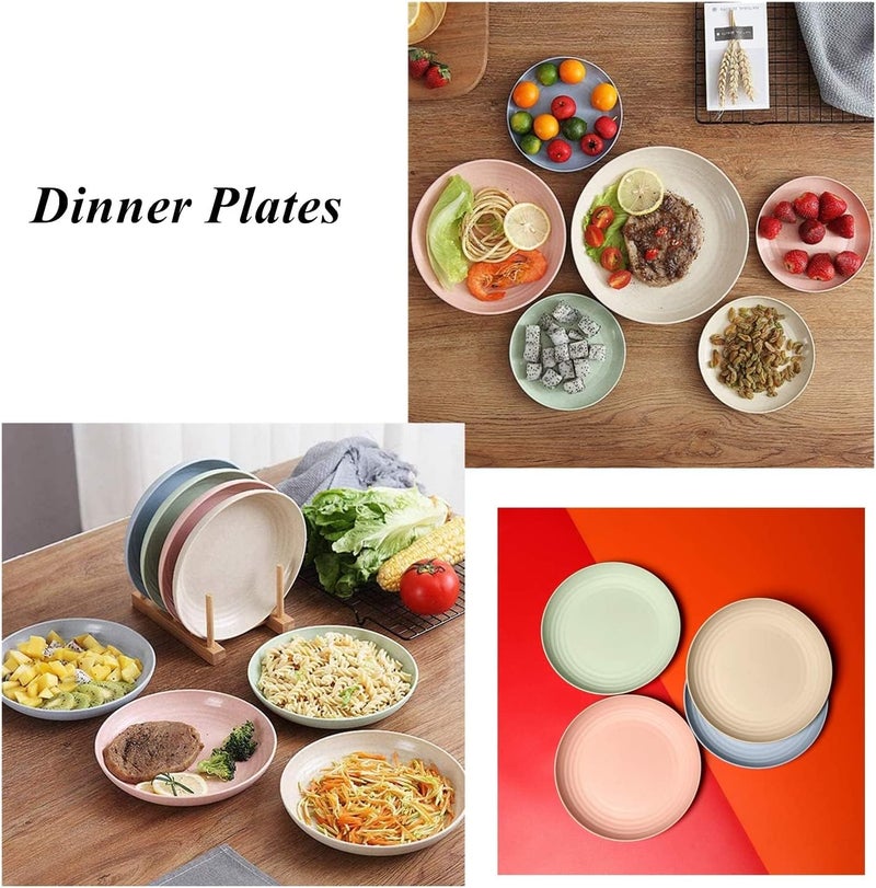 HAPYSA Wheat Straw Plates Set of 4 Reusable Plate Set Dishwasher Microwave Safe Perfect for Dinner Dishes Healthy BPA Free EcoFriendlyKidsToddler Adult 78 Inches - Image 5