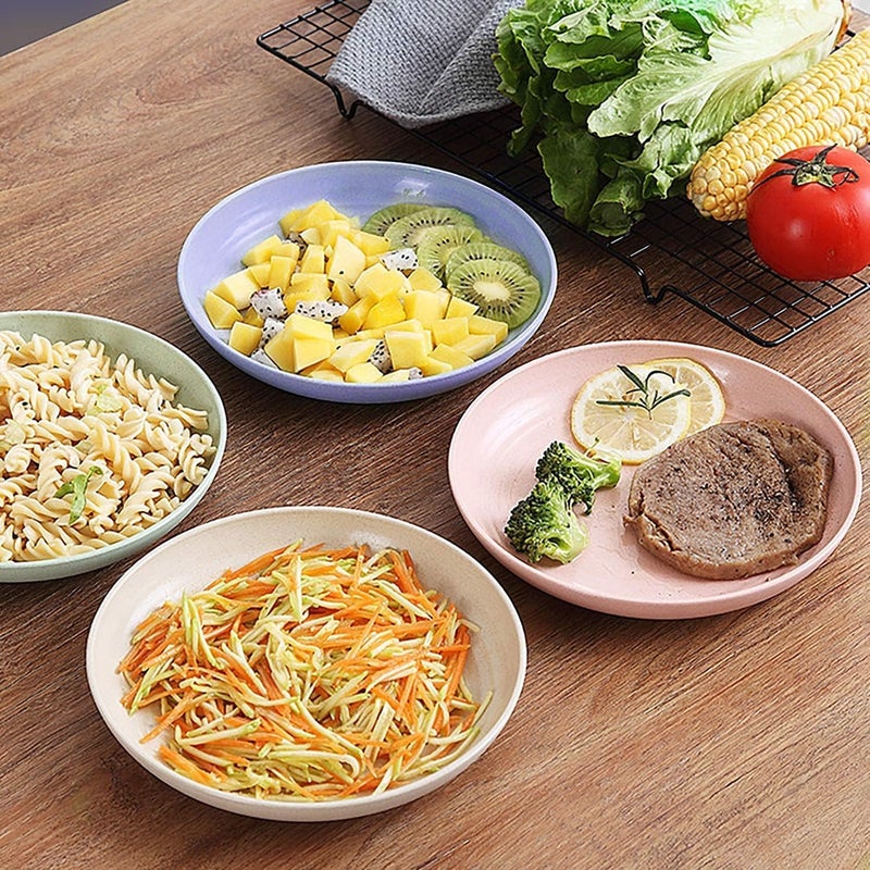 HAPYSA Wheat Straw Plates Set of 4 Reusable Plate Set Dishwasher Microwave Safe Perfect for Dinner Dishes Healthy BPA Free EcoFriendlyKidsToddler Adult 78 Inches - Image 4