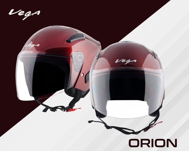 Vega Orion Open Face Motorcycle Helmet with Lightweight Shell, Shock Absorbing Liner, Comfortable Interior, Ventilated Fit, Durable Build, and Trendy Burgundy Finish Burgundy-L - Image 3