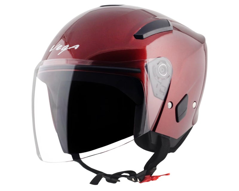 Vega Orion Open Face Motorcycle Helmet with Lightweight Shell, Shock Absorbing Liner, Comfortable Interior, Ventilated Fit, Durable Build, and Trendy Burgundy Finish Burgundy-L - Image 1