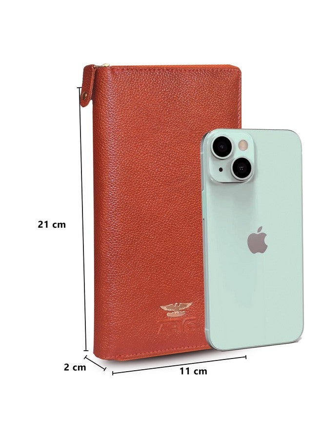 ABYS حامل بطاقات الهوية للرجال والنساء من ABYS مصنوع من الجلد الأصلي ومحمٍ من RFID بسعة 27 فتحة (بني فاتح) - Image 3