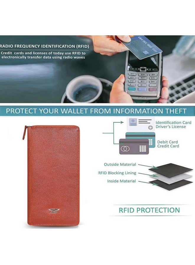 ABYS حامل بطاقات الهوية للرجال والنساء من ABYS مصنوع من الجلد الأصلي ومحمٍ من RFID بسعة 27 فتحة (بني فاتح) - Image 2