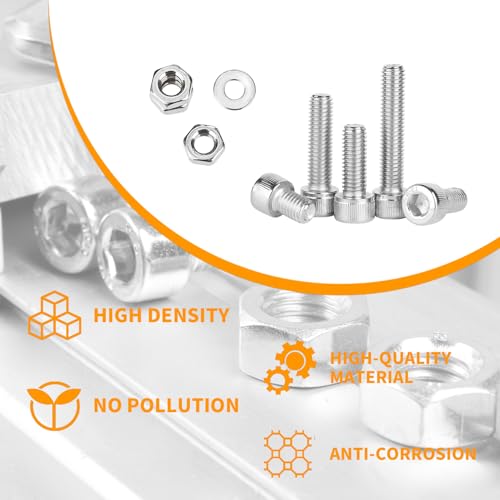 TOOINKCV 750 Pcs M2.5 Screws, Nuts and Washers Set - Metric Hex Socket Head Cap Bolts Kit - Stainless Steel Machine Screws Assortment With Fully Threaded Hex Nuts - Image 3