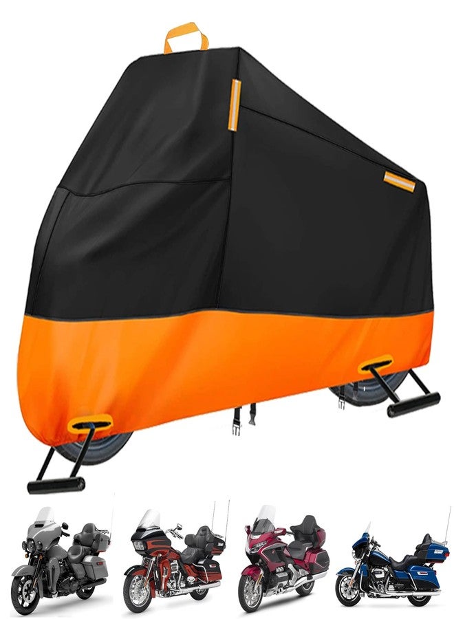 INEZARI Motorcycle Cover Waterproof Outdoor, 300D Heavy Duty Motorcycle Cover for Harley Davidson Electra Glide Ultra Limited CVO Road Street Glide Gold Wing, All Seasons Protection Fits up to 116" - Image 1
