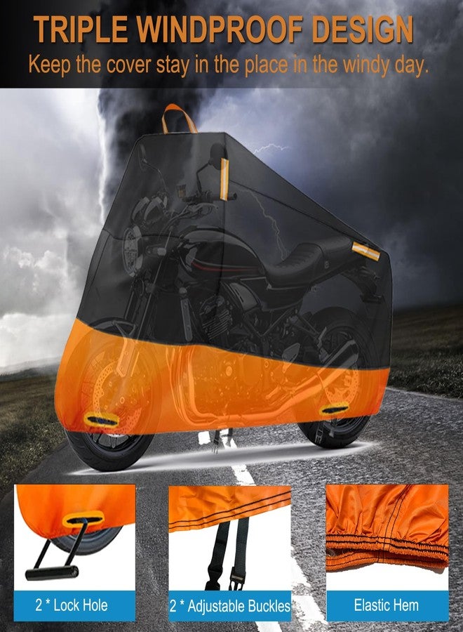 INEZARI Motorcycle Cover Waterproof Outdoor, 300D Heavy Duty Motorcycle Cover for Harley Davidson Electra Glide Ultra Limited CVO Road Street Glide Gold Wing, All Seasons Protection Fits up to 116" - Image 5