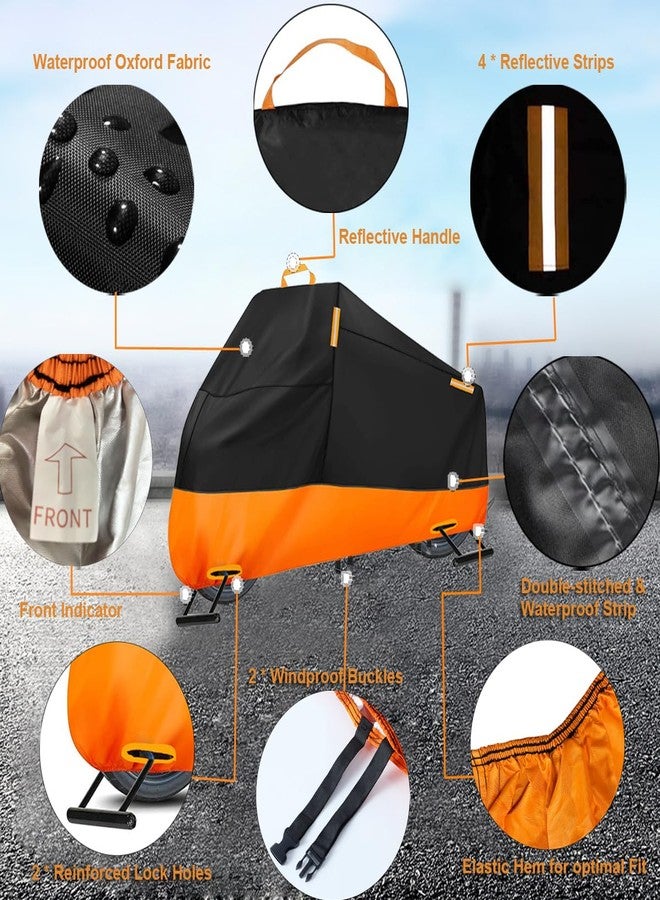 INEZARI Motorcycle Cover Waterproof Outdoor, 300D Heavy Duty Motorcycle Cover for Harley Davidson Electra Glide Ultra Limited CVO Road Street Glide Gold Wing, All Seasons Protection Fits up to 116" - Image 2