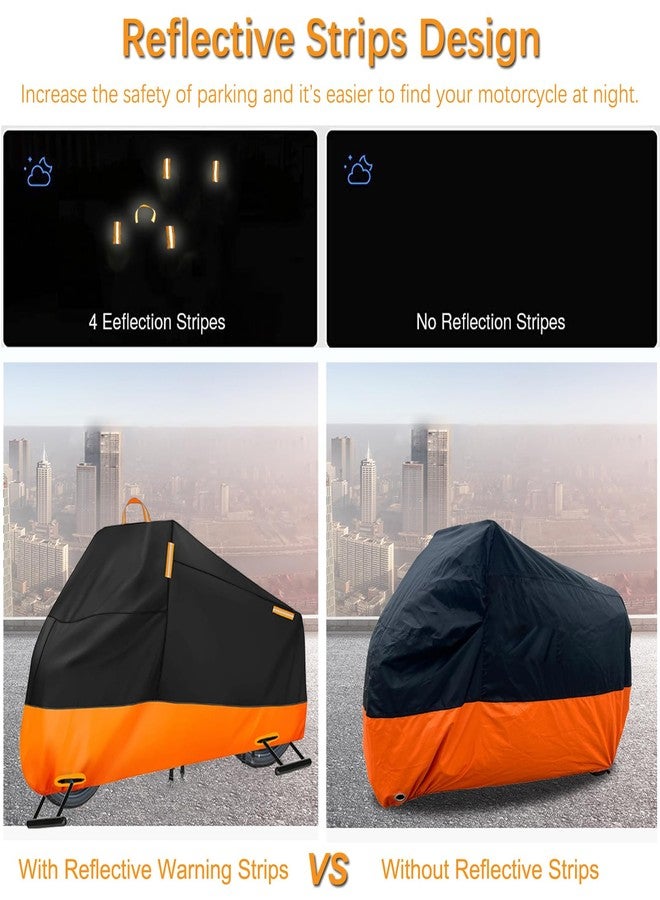 INEZARI Motorcycle Cover Waterproof Outdoor, 300D Heavy Duty Motorcycle Cover for Harley Davidson Electra Glide Ultra Limited CVO Road Street Glide Gold Wing, All Seasons Protection Fits up to 116" - Image 4