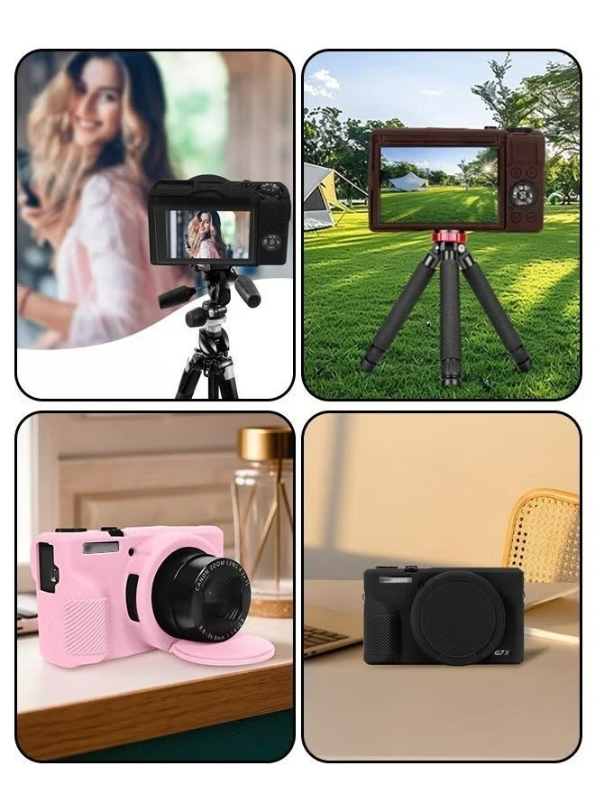 جراب حماية فاخر من السيليكون الناعم مع غطاء عدسة قابل للإزالة، مخصص للكاميرا الرقمية Canon PowerShot G7X Mark III — قابل للغسل، خفيف الوزن، ويوفر حماية أنيقة — باللون البني - Image 5