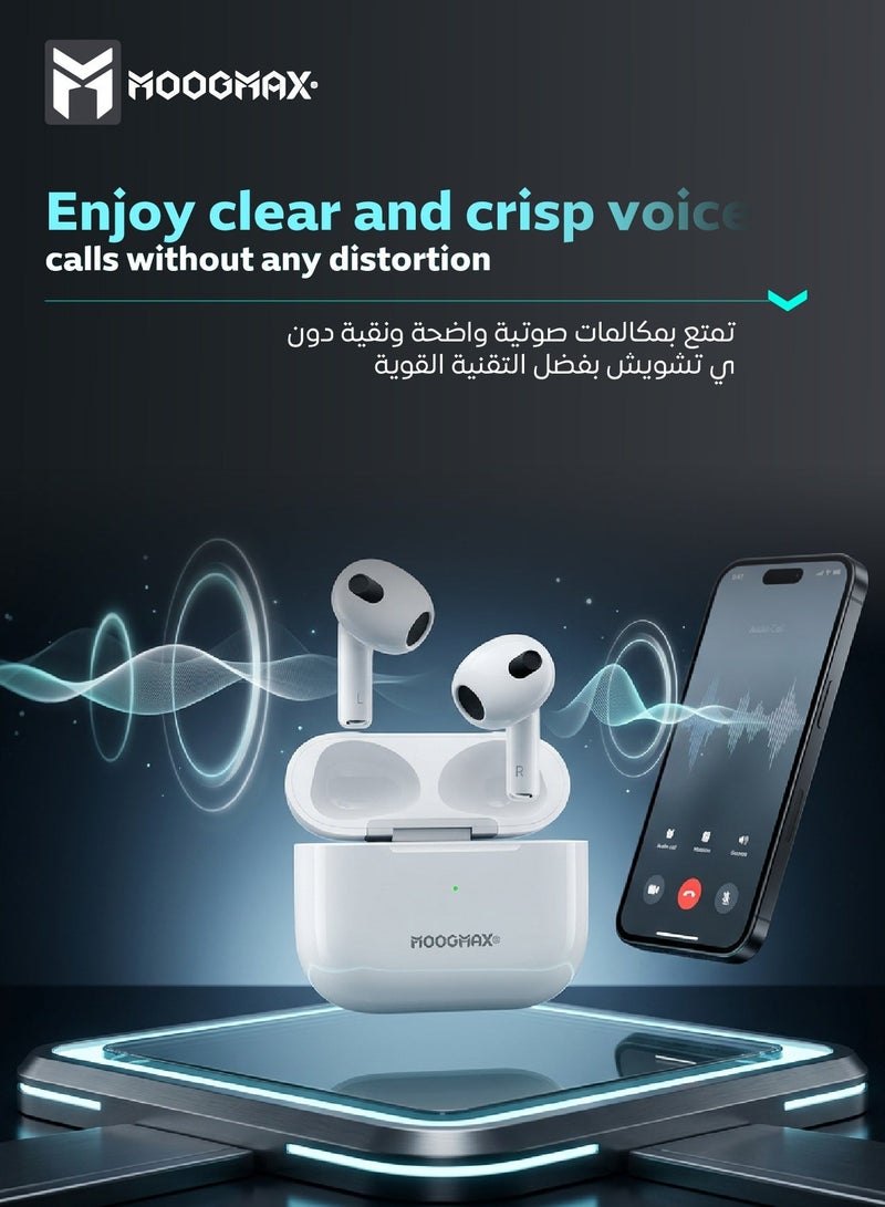 Moogmax MX-EP50 TWS wireless Earbuds with powerful sound, clear microphone HD voice, Pop up window (only with Iphone),  and wireless case charging - Image 2