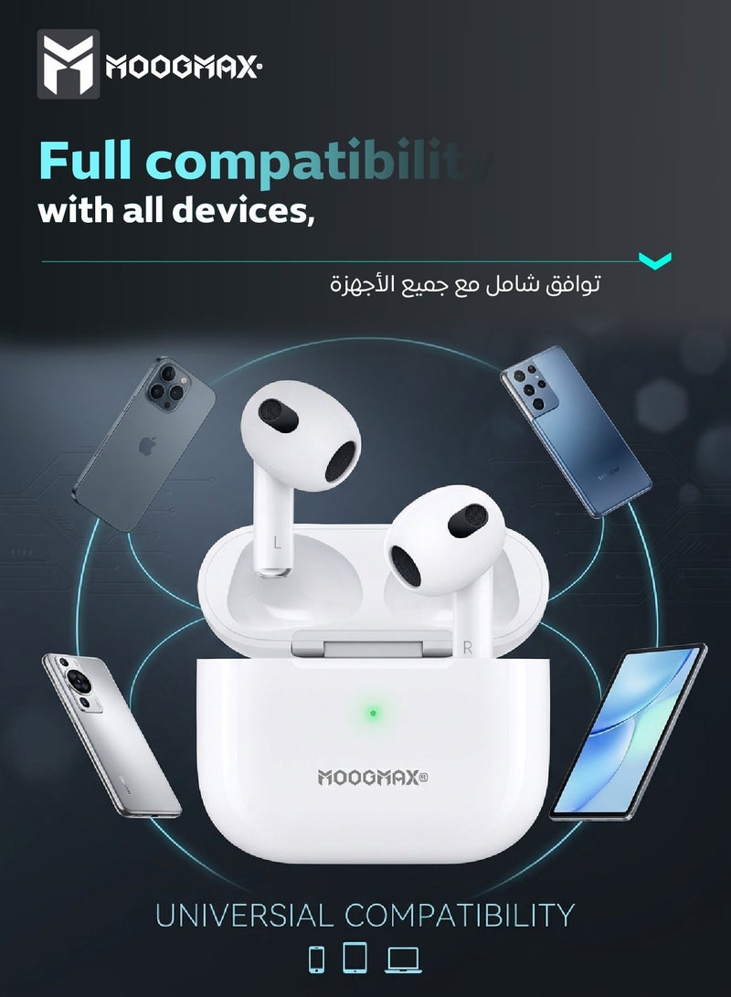Moogmax MX-EP50 TWS wireless Earbuds with powerful sound, clear microphone HD voice, Pop up window (only with Iphone),  and wireless case charging - Image 3
