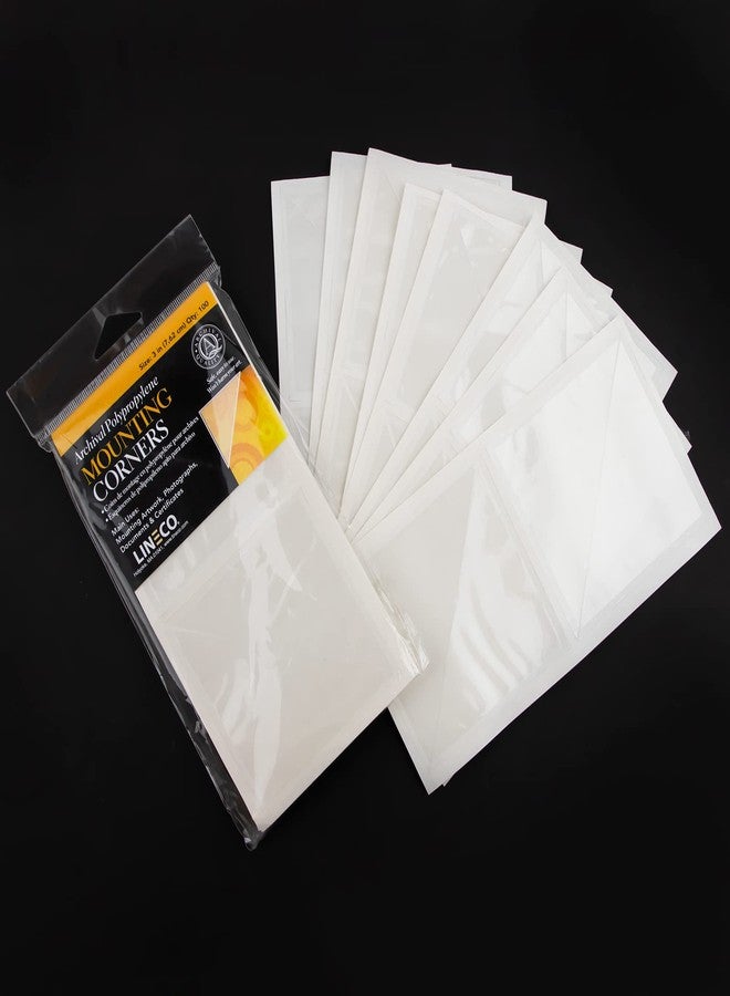 لينيكو زوايا تثبيت من البولي بروبيلين الأرشيفي من لاينكو، لاصقة أكريليكية ذاتية اللصق، خالية من الأحماض، لا تصفر، 3 بوصات، للصور الفنية، عبوة من 100 قطعة، شفافة - Image 3