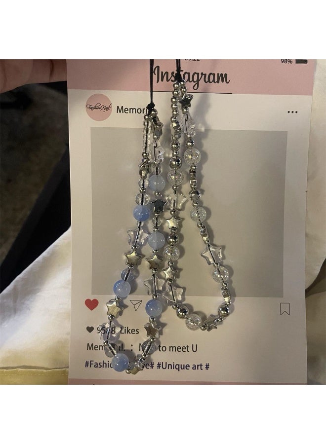 NIBEMINENT Phone Charm/ Chain Strap for Women Girls, Short Star Cut Cell Phone Case Lanyard Wrist Strap - Image 2
