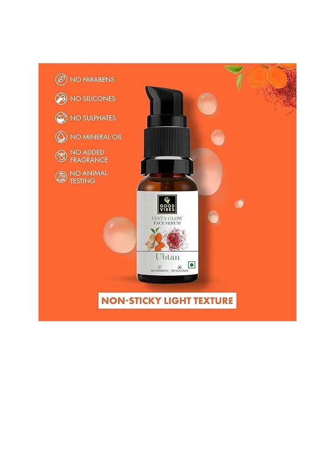 Good Vibes Good Vibes Ubtan Insta Glow Face Serum Rejuvenate Skin Moisturize Brightening & Nourishing Skin Serum For All Skin Types Vegan With Turmeric, Saffron, Vitamin B3 - No Parabens, Sulphates & Mineral Oil  - Image 5
