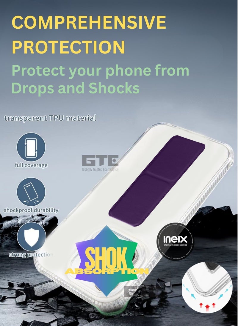 إينيكس جراب حماية شفاف 3 في 1 مغناطيسي ذو مسند للهاتف  هونر ماجيك 7 برو-شفاف/أرجواني داكن - Image 3