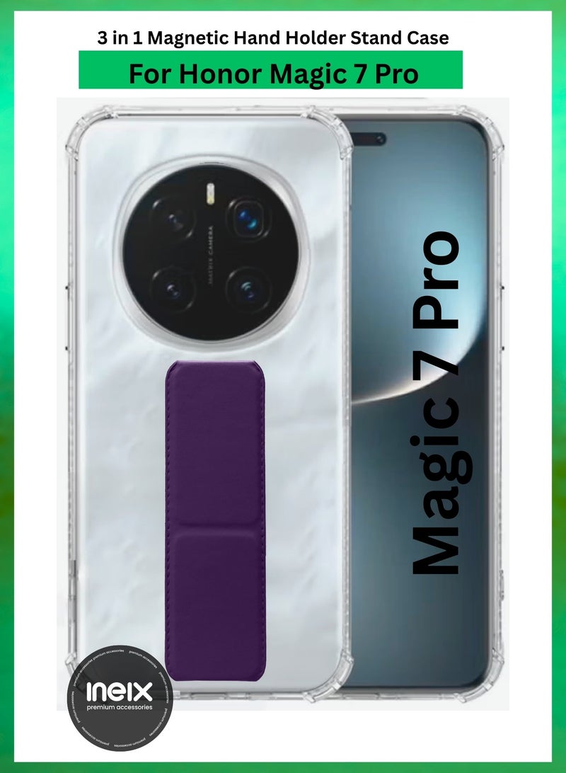إينيكس جراب حماية شفاف 3 في 1 مغناطيسي ذو مسند للهاتف  هونر ماجيك 7 برو-شفاف/أرجواني داكن - Image 1