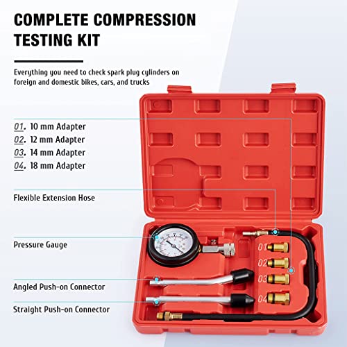 STHIRA® 8PCS Diesel Engine Compression Gauge Tester with Portable Box, Professional Cylinder Pressure Test Tool Kit for Car & Truck, Automotive Test Kit - Image 2