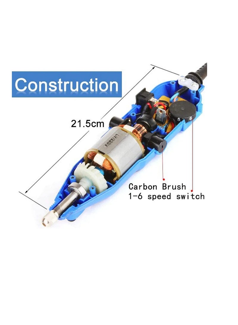 Die Grinder Tool Kit with MultiPro Keyless Chuck and Flex Shaft - 211pcs Accessories Variable Speed 130W Electric Drill Set for Grinding Engraving Crafting Projects and DIY Creations - Image 2