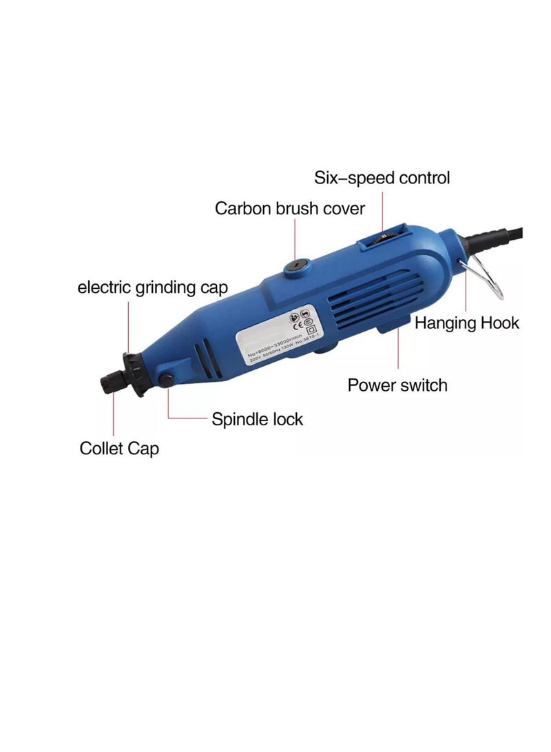 Die Grinder Tool Kit with MultiPro Keyless Chuck and Flex Shaft - 211pcs Accessories Variable Speed 130W Electric Drill Set for Grinding Engraving Crafting Projects and DIY Creations - Image 3