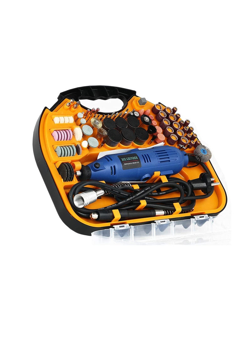 Die Grinder Tool Kit with MultiPro Keyless Chuck and Flex Shaft - 211pcs Accessories Variable Speed 130W Electric Drill Set for Grinding Engraving Crafting Projects and DIY Creations - Image 1