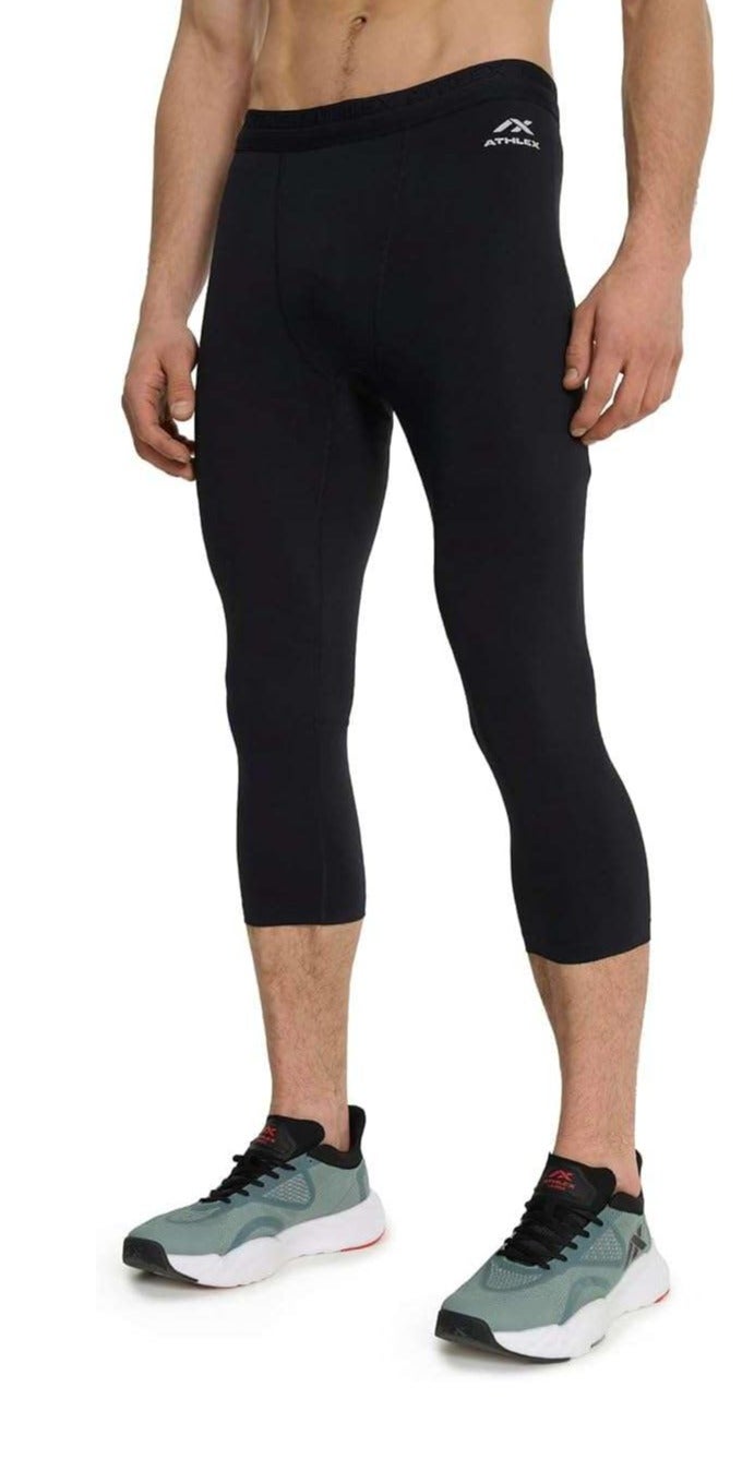 Athlex PowerLIFT Men's Training Tights – Black 3/4 Length, Anti-Odor Technology, Flat Seams, Comfortable Fit, Ideal for Summer Workouts (UAE/KSA, Alpha, S, Regular, Regular, Standard, black 2 pcs) - Image 3