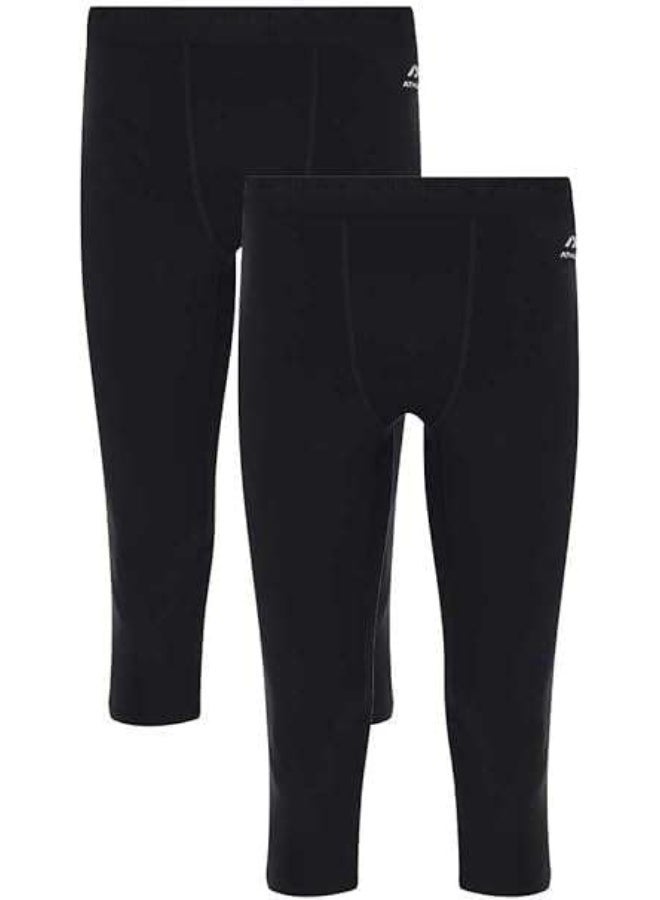 Athlex PowerLIFT Men's Training Tights – Black 3/4 Length, Anti-Odor Technology, Flat Seams, Comfortable Fit, Ideal for Summer Workouts (UAE/KSA, Alpha, S, Regular, Regular, Standard, black 2 pcs) - Image 1