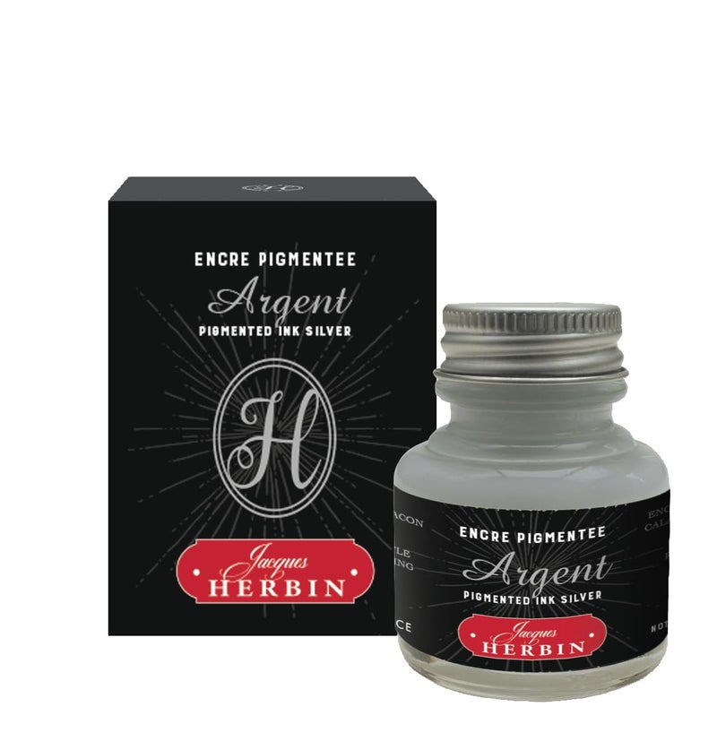 Jacques Herbin Herbin Pigmented Ink - 30ml Bottled - Silver - Image 5