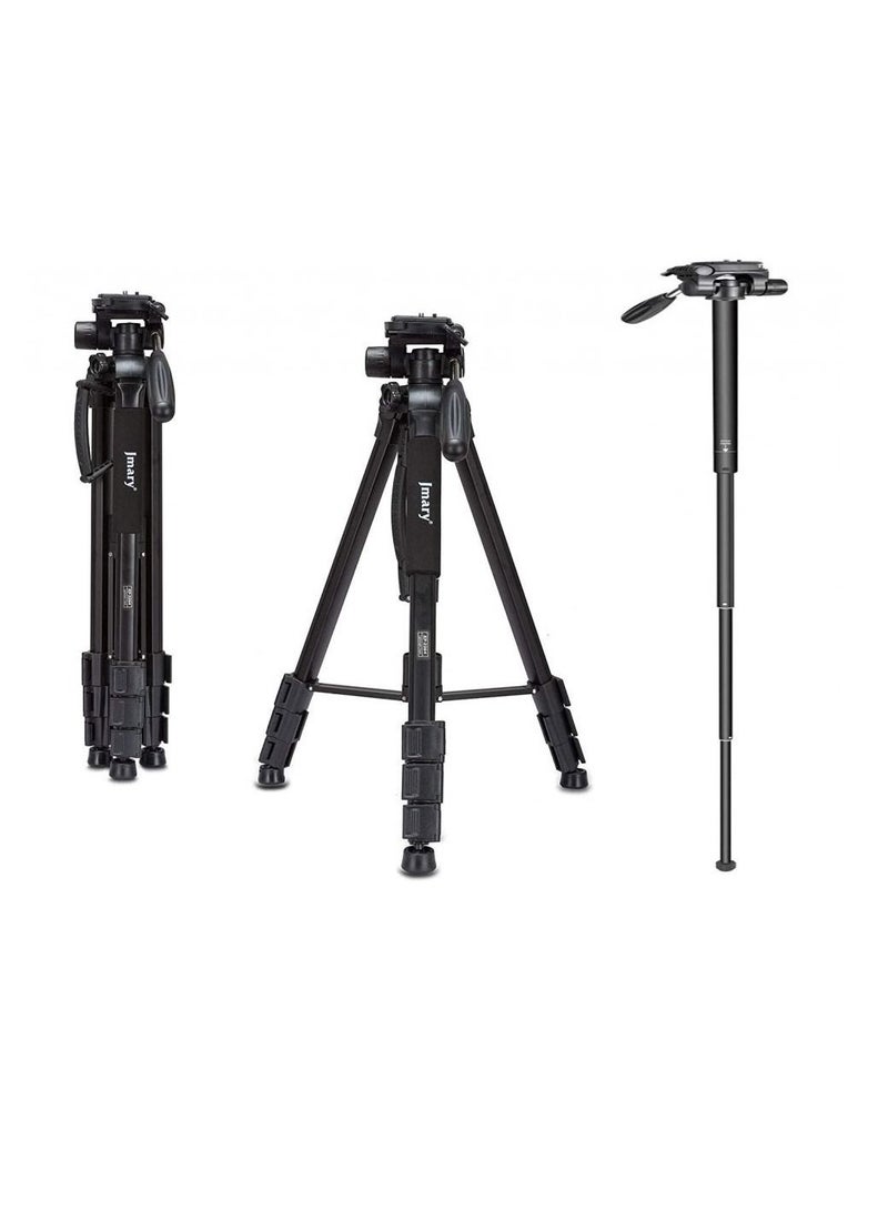 Jmary KP-2254 Professional Aluminum Tripod Monopod for All DSLR Cameras (Black) - Image 1