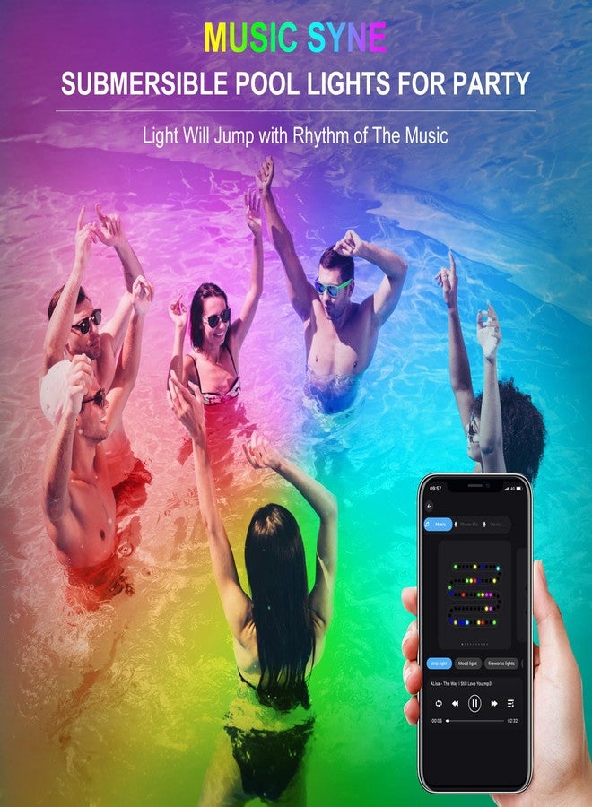 CREPOW RGB Underwater Pond Lights, Super Bright LED Submersible Fountain Lights Colored Landscape Spotlights, Bluetooth APP Control IP68 Waterproof for Fish Aquarium Tank Garden Yard Pool(Set of 1) - Image 3