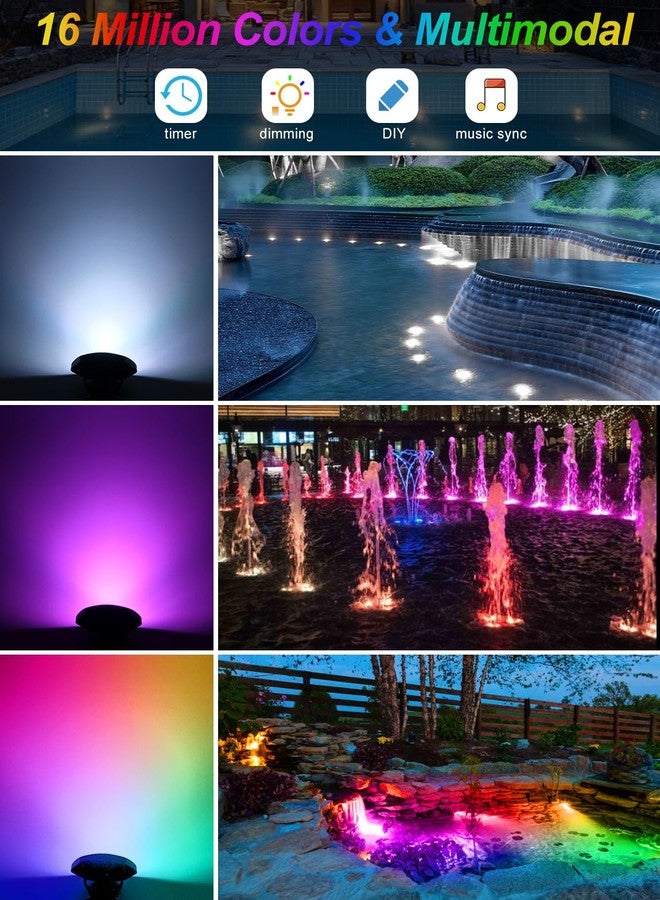CREPOW RGB Underwater Pond Lights, Super Bright LED Submersible Fountain Lights Colored Landscape Spotlights, Bluetooth APP Control IP68 Waterproof for Fish Aquarium Tank Garden Yard Pool(Set of 1) - Image 4