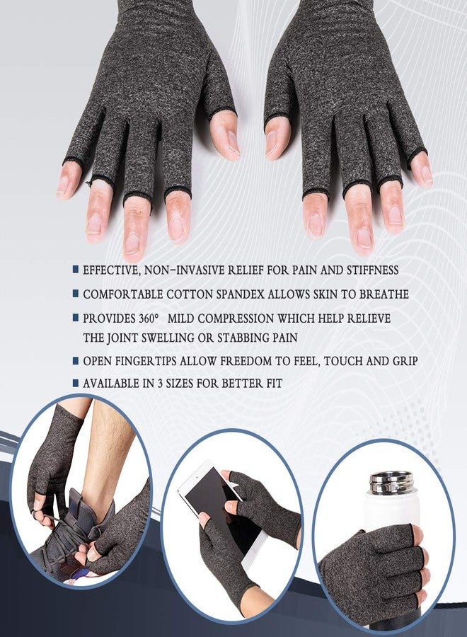 HENOTIC Arthritis Compression Gloves for Women Men, Fingerless Breathable & Moisture Wicking Compression Gloves for Relieving Carpal Tunnel Aches, Rheumatoid Pains, Joint Swell - Image 2