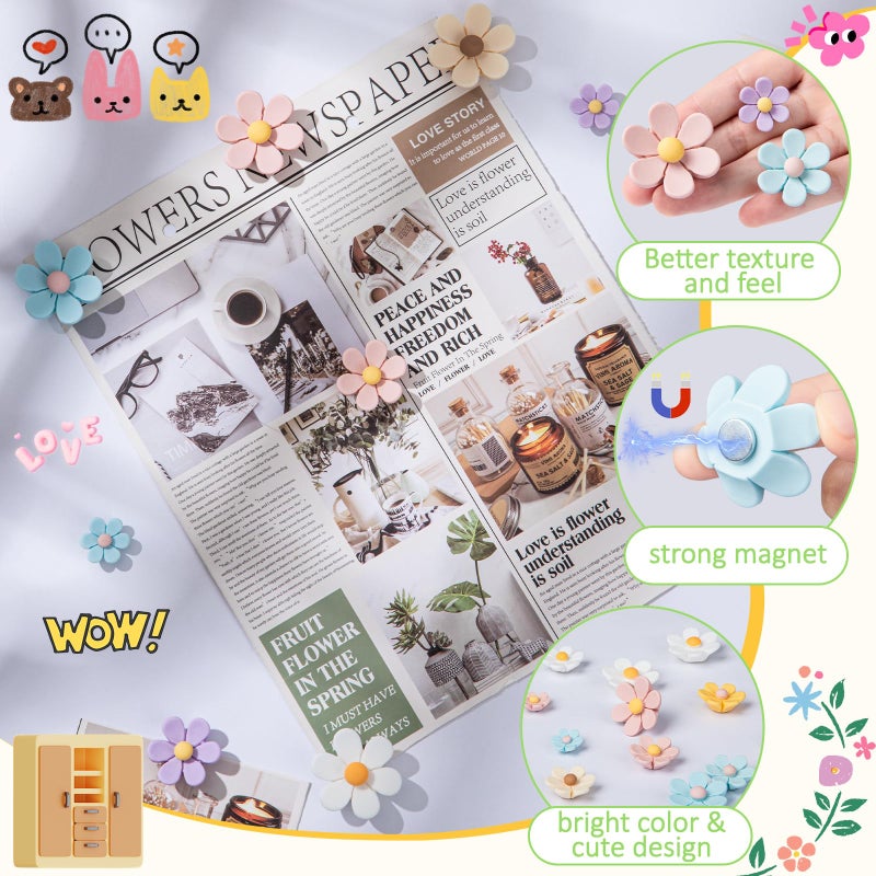 Homesthetix Homestheix - 3D Flower Magnets for Fridge 16 Pcs - Fridge Magnets Cute - Strong Refrigerator Magnet - Adorable Decorations for Office - Colorful Kitchen Decor - Cute Desk Accessories for Whiteboard - Image 5