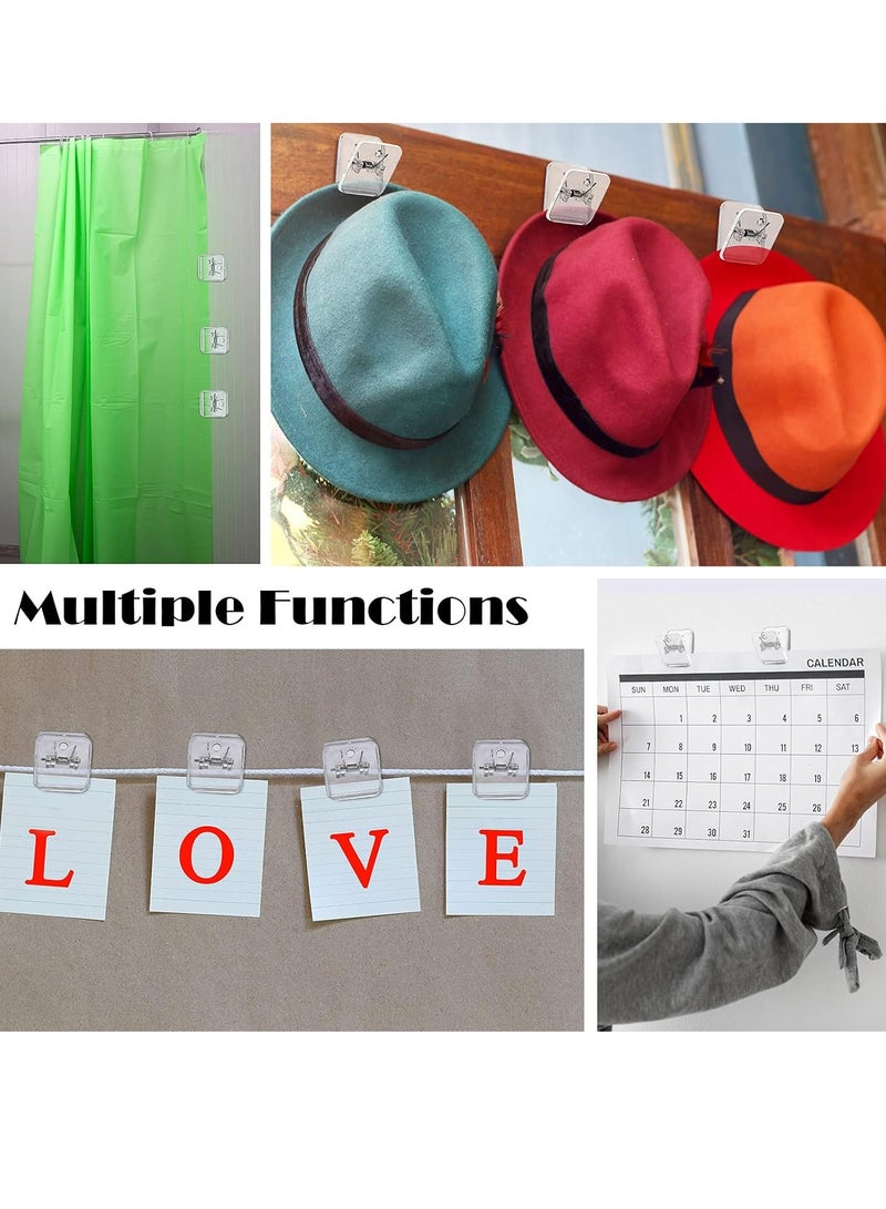 إسكدنيا Self-adhesive Clips Wall Shower Curtain Clips Photo Clips Spring Clips for Teacher Poster Home Office(Clear, 12 Pieces) - Image 4