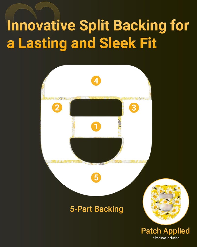 Amolyfe Omnipod 5 & Dash Adhesive Patches Waterproof, Amolyfe 20 Pack Omnipod Overpatches with Stretchable Strap, Breathable, Long-Lasting Medical Adhesive, Premium Hinged Tin (Flamingo & Butterfly) - Image 5