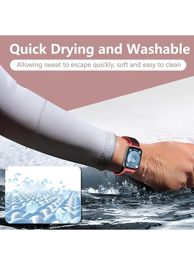 Sports band compatible with Huawei Fit 3  4 and 4 Pro watches red and black nylon strap  red - Image 4