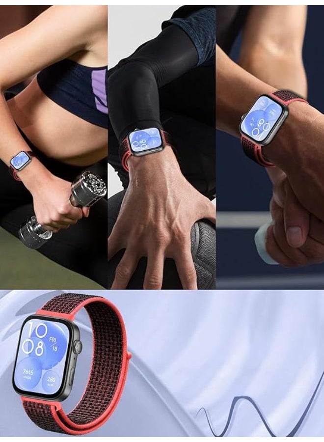 Sports band compatible with Huawei Fit 3  4 and 4 Pro watches red and black nylon strap  red - Image 3