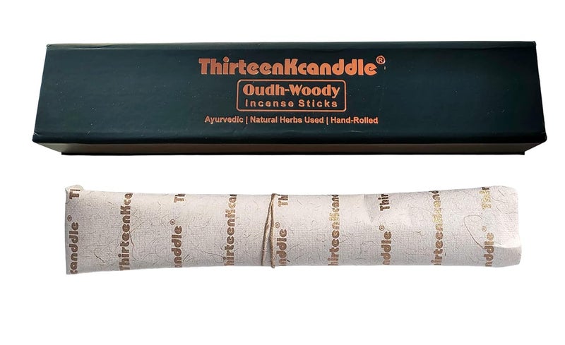 ThirteenKcanddle Thirteenkcanddle Oudh Woody Agarbatti Incense Stick Ayurvedic Natural Handmade Handroll Herbs Resin Used 30 Sticks  - Image 1