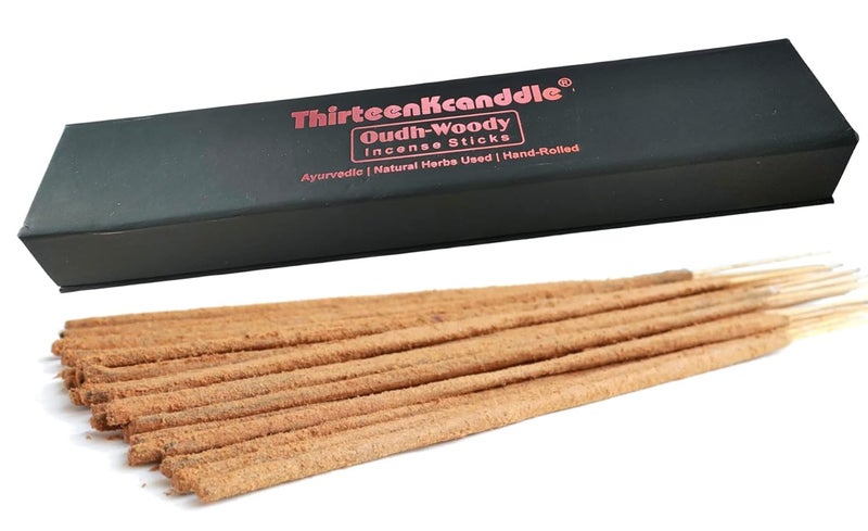 ThirteenKcanddle Thirteenkcanddle Oudh Woody Agarbatti Incense Stick Ayurvedic Natural Handmade Handroll Herbs Resin Used 30 Sticks  - Image 2