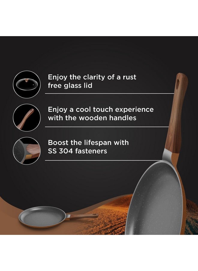 Preethi Artistic Collection Die Cast Non Stick Tawa, 27 cm, 5 Star Non Stick Effect, Cook & Serve, Earthy Brown - Image 2