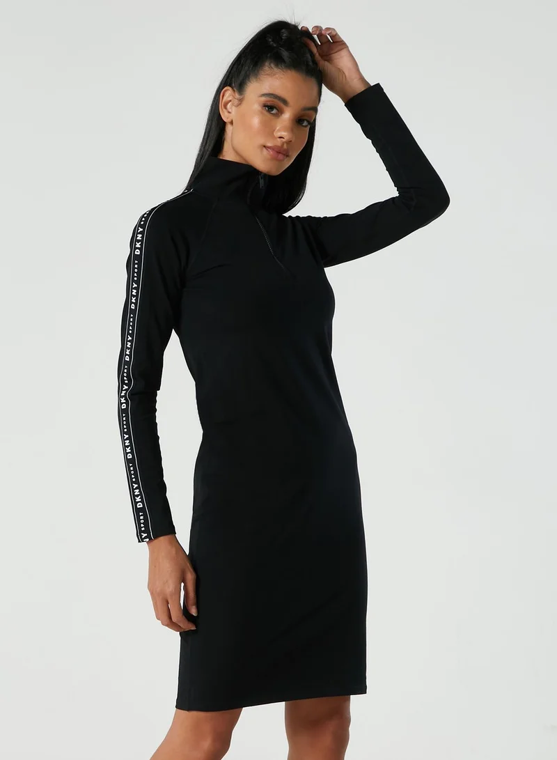 DKNY Mock Neck Zip Detail Dress