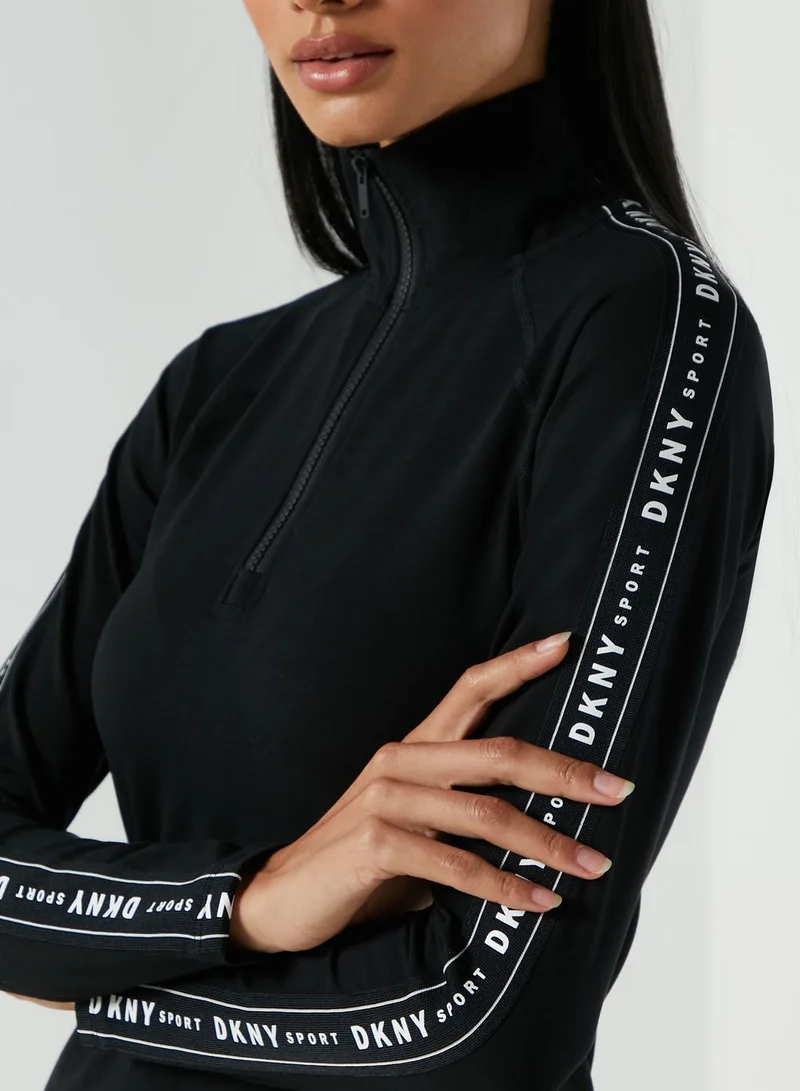 DKNY Mock Neck Zip Detail Dress