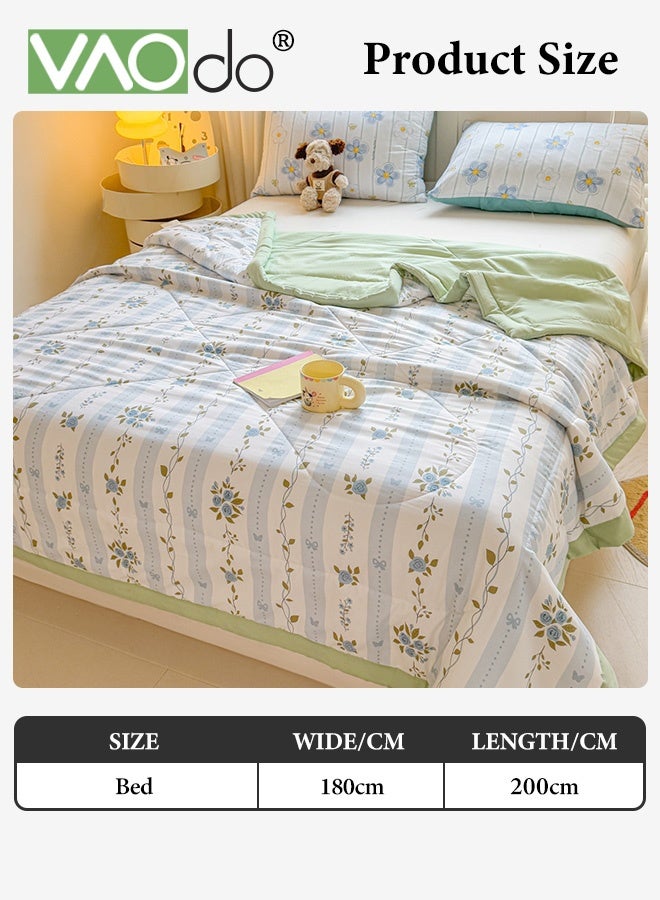 VAOdo Machine Washable Quilt, Double-sided Use, Washed Cotton Material Bed Quilt Soft and Breathable Lightweight Blanket for All Season 180*200CM - Image 1
