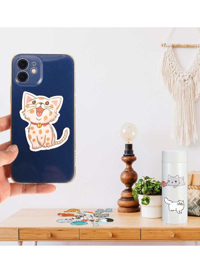SYOSI 50Pcs Cute Cat Laptop Sticker Waterproof Vinyl Cute Sticker Anime Cat Sticker for Laptop Luggage Skateboard Car Bike Phone Case Mug - Image 4
