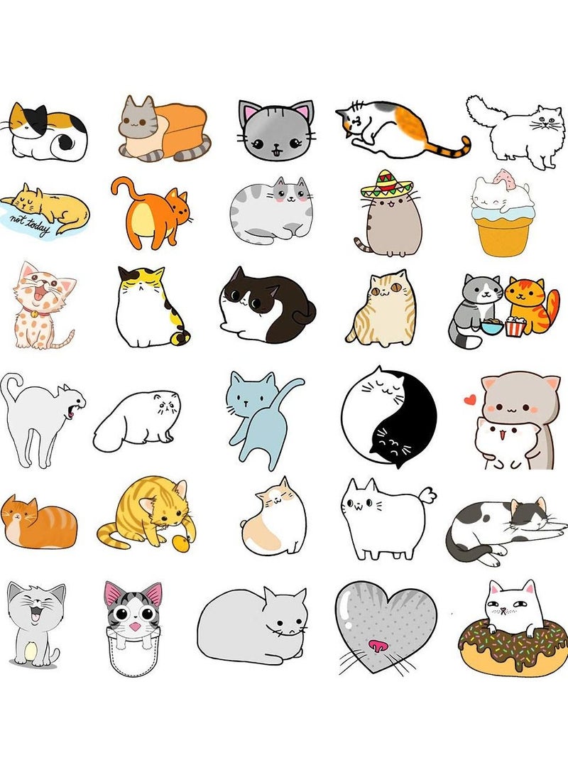 SYOSI 50Pcs Cute Cat Laptop Sticker Waterproof Vinyl Cute Sticker Anime Cat Sticker for Laptop Luggage Skateboard Car Bike Phone Case Mug - Image 2