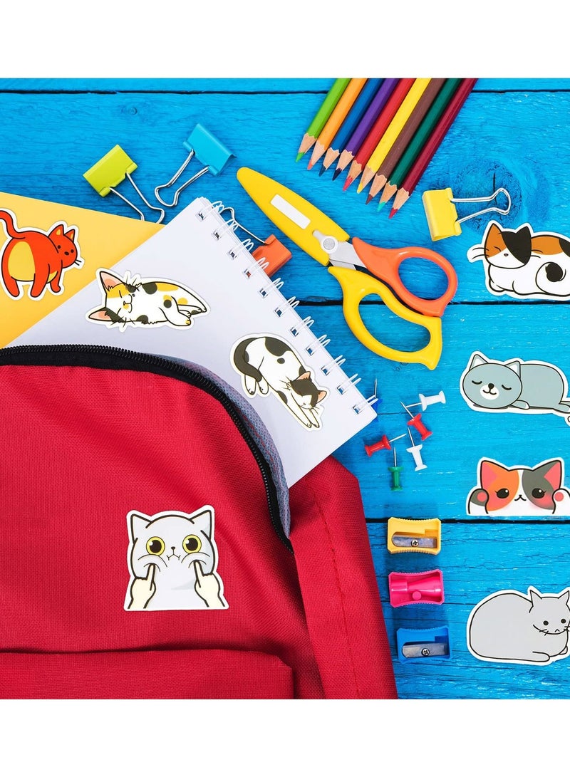 SYOSI 50Pcs Cute Cat Laptop Sticker Waterproof Vinyl Cute Sticker Anime Cat Sticker for Laptop Luggage Skateboard Car Bike Phone Case Mug - Image 3