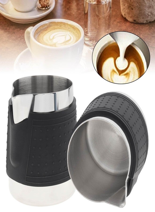 TQEONKL Handleless Milk Pitchers 2Pcs - 12 oz Creamer Pitcher Bell Creamers Jug, Espresso Steaming Pitcher with Round Spout, Stainless Steel Milk Frothing Jug, Foaming Pitcher Non-Stick, Premium Barista Tool - Image 2
