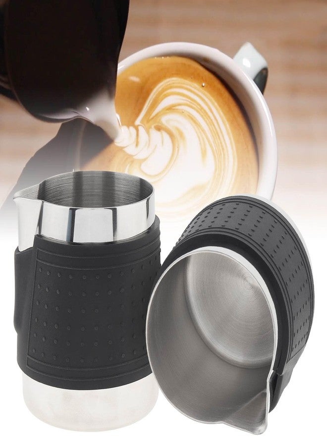TQEONKL Handleless Milk Pitchers 2Pcs - 12 oz Creamer Pitcher Bell Creamers Jug, Espresso Steaming Pitcher with Round Spout, Stainless Steel Milk Frothing Jug, Foaming Pitcher Non-Stick, Premium Barista Tool - Image 1